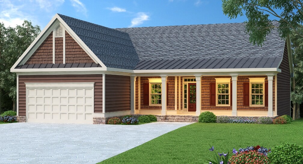 Ranch Plan: 1870 square feet, 3 bedrooms, 2 bathrooms, Abbey