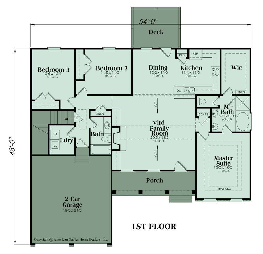 Ranch Plan: 1566 square feet, 3 bedrooms, 2 bathrooms, Shelby