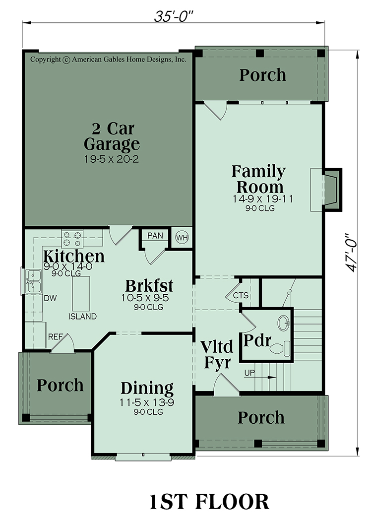 Traditional Plan 2170 square feet, 3 bedrooms, 3