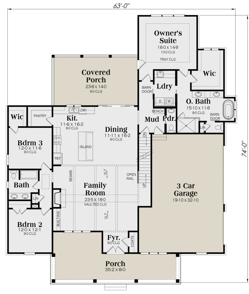 Country Plan: 2219 square feet, 3 bedrooms, 2 bathrooms, Vega